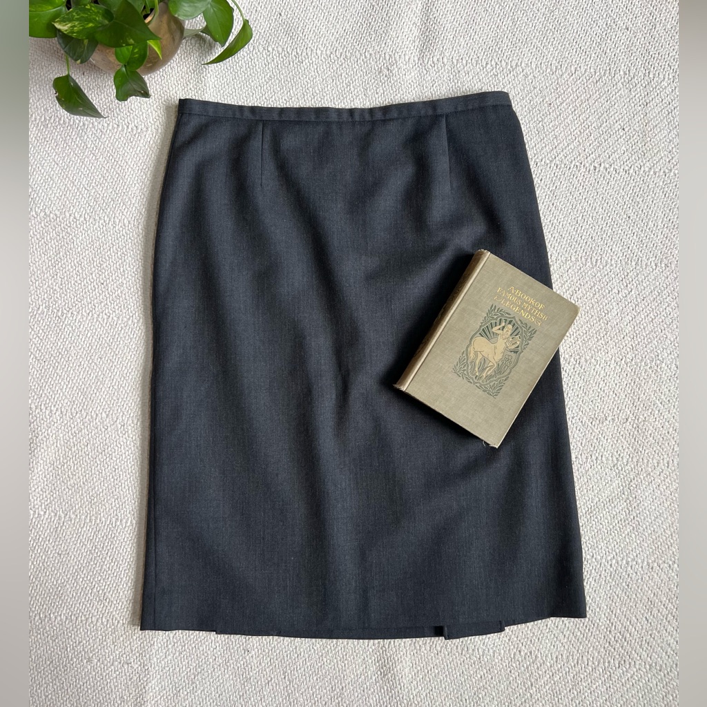 Pendleton Wool Charcoal Grey Midi Skirt Size 14